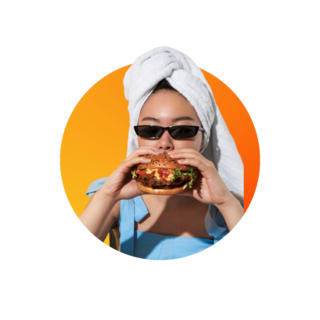 Woman eating burger
