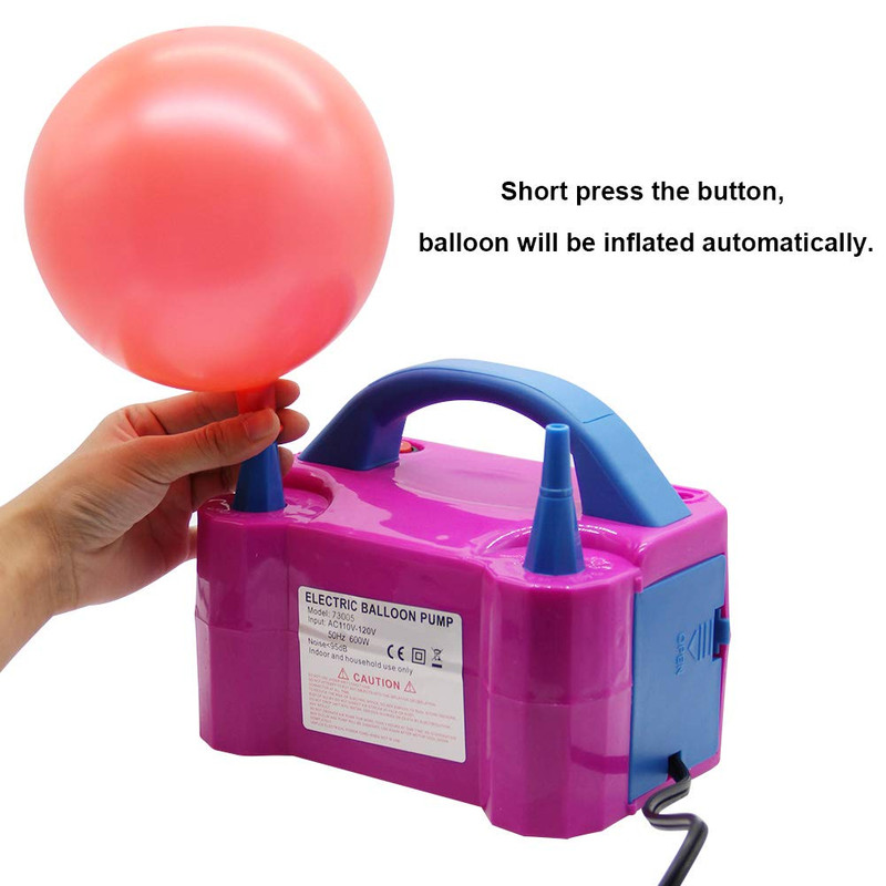 Portable Dual Nozzle 110v 600w Electric Blower Pump Balloon Inflator