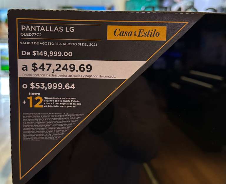 El Palacio de Hierro: LG oled C2 77” $47,250 palacio de hierro - Polanco CDMX