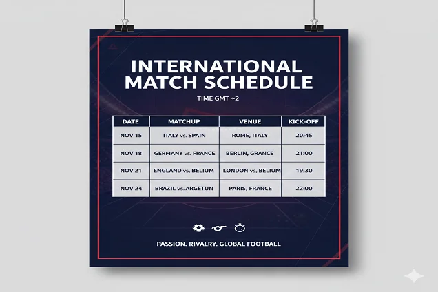 جدول مواعيد المباريات الدولية | توقيت GMT +2