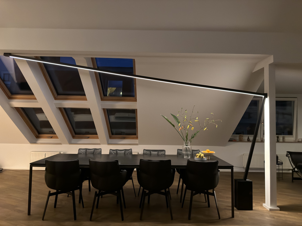 Custom luminaire by Studio De Schutter as part of an atmospheric lighting concept