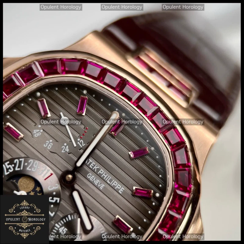 Patek Philippe Nautilus 5724R Replica Gold Plated Ruby Watch 40mm