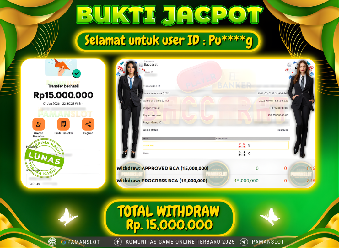 PAMANSLOT JACKPOT Game Baccarat Rp.15,000,000- LUNAS