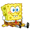 spongebob sitting and doing a little dance