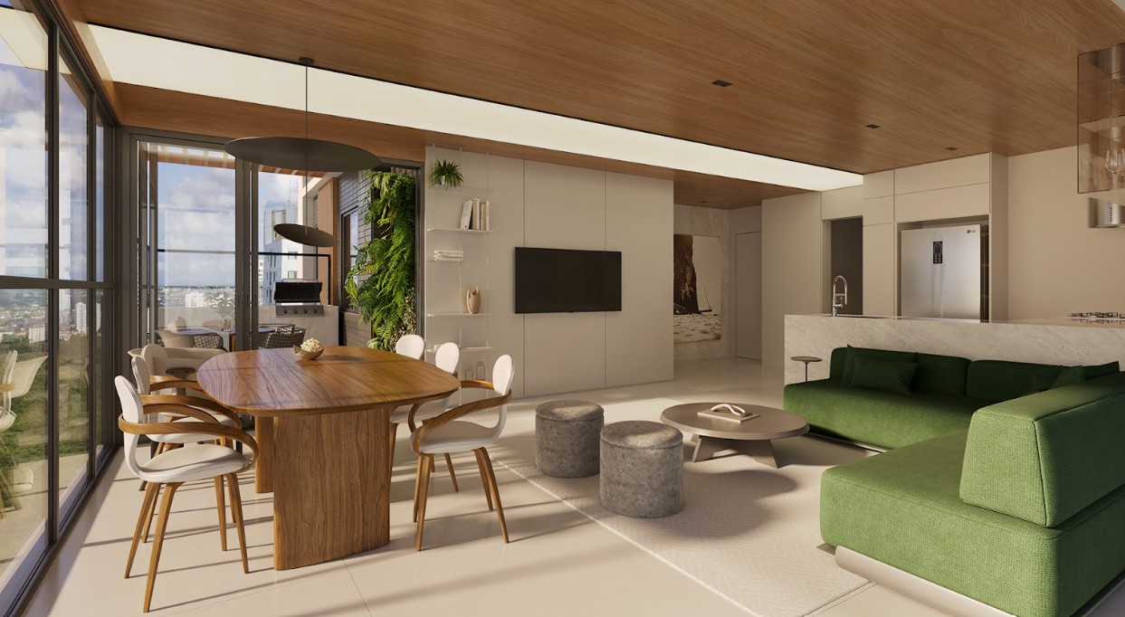 Sala integrada de apartamento no UNIC Ilvo Meirelles