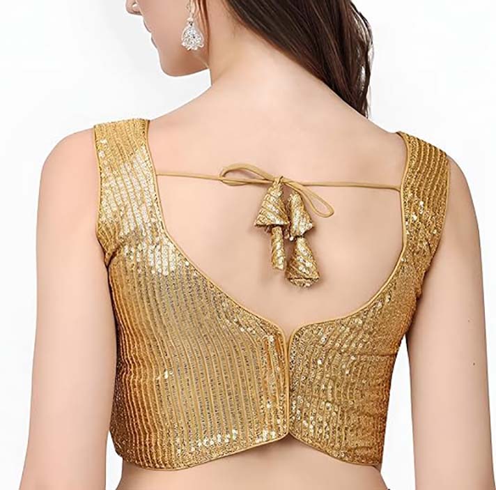 Women Georgette Blouse Sequin Work Full Sticth Sari Blouse Traditional Partywear - Picture 7 of 34