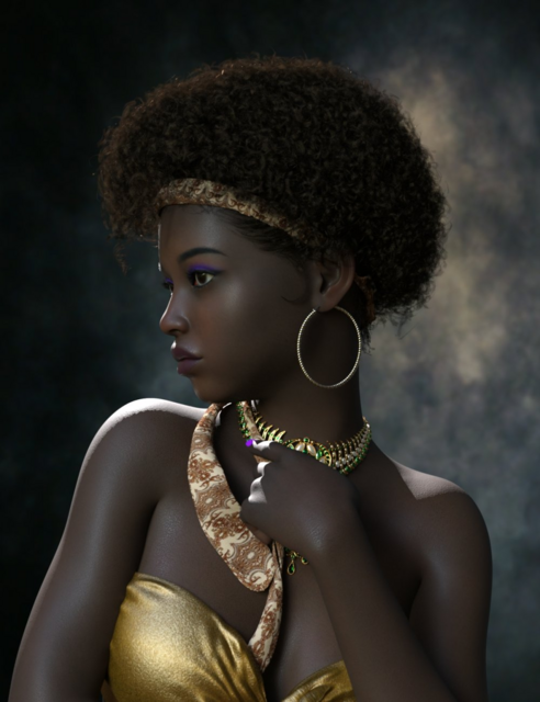 Foya Tight Curls and dForce Headband for Genesis 8 and 8.1 Females (Re-up.)
