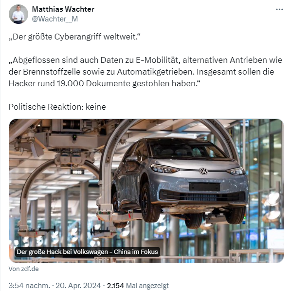 Spionage bei VW durch Cyberangriffe Spionage bei VW durch Cyberangriffe