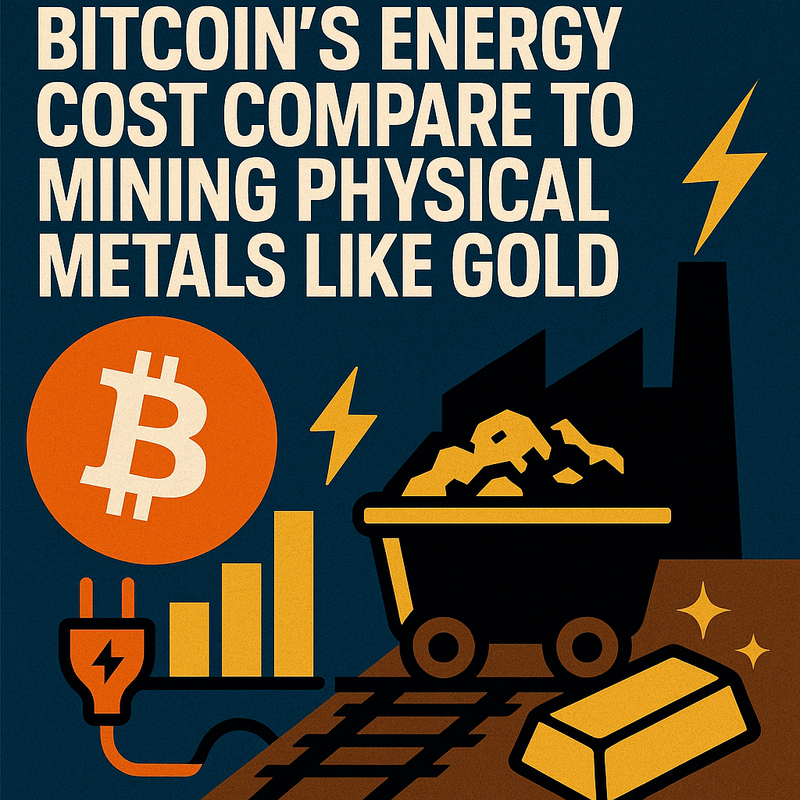How does Bitcoin's energy cost compare to mining physical metals like gold