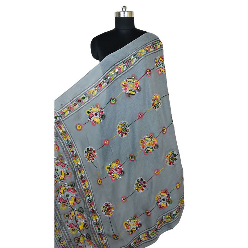 Women's Cotton Dupatta Wrap Stole Mirror Work Embroidery Ethinic Scarves Chunni - Picture 61 of 103