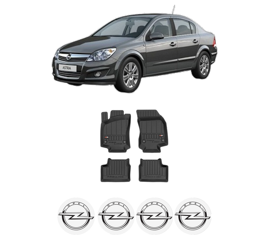 Set covorase presuri OPEL ASTRA H CLASSIC Saloon (A04) din 2009-2014, auto, din cauciuc thermoplastic, 4 Stickere auto cu OPEL