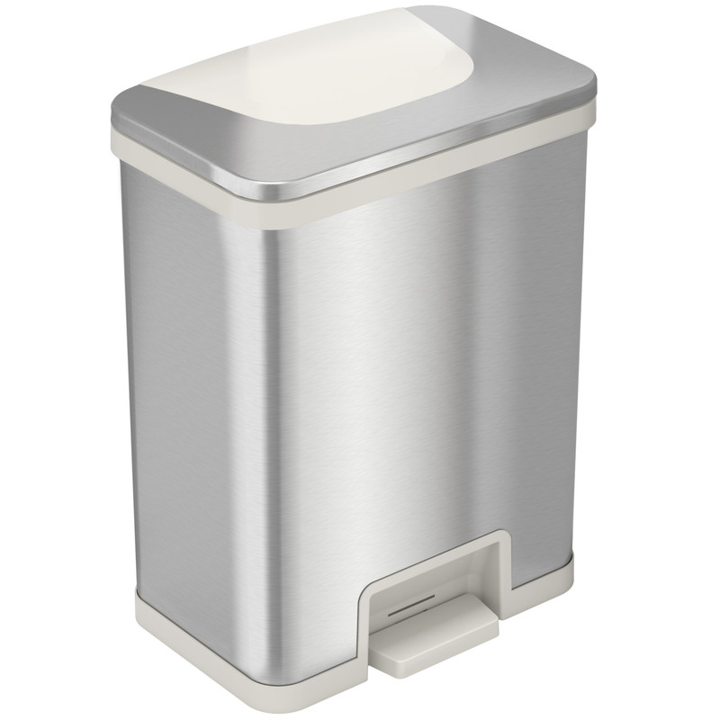 13 Gallon Pedal-Sensor Trash
Can With White Trim, Stainless
Steel (1/ea)