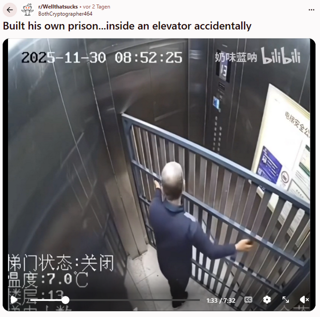 Eigenes Gefängnis im Aufzug gebaut (He builds his own prison)