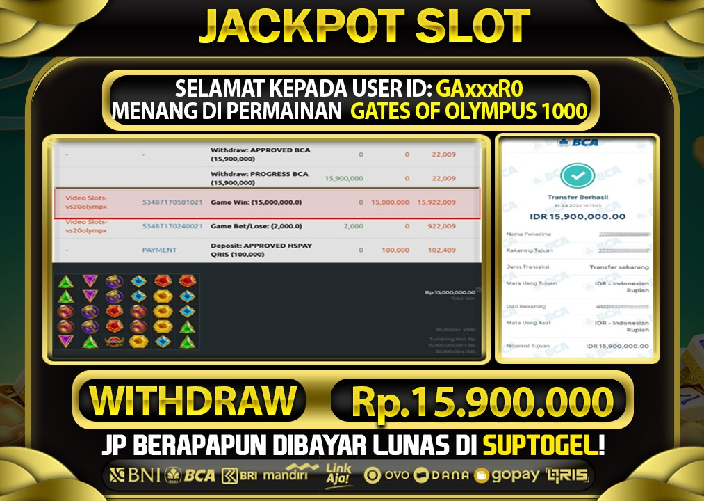  BUKTI KEMENANGAN 15 JULY 2025 MENANG DI GATES OF OLYMPUS 1000  TOTAL WD 15,9 JUTA