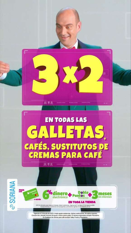Soriana [Julio Regalado 2022]: 3x2 en todas las galletas, cafés, sustitutos de crema para café 
