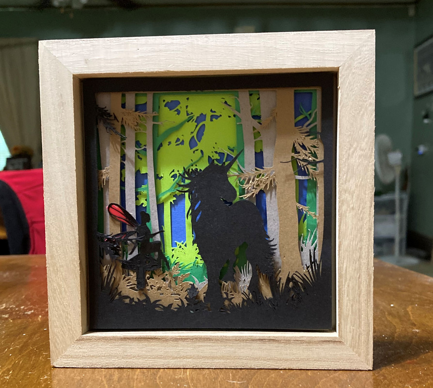 magical shadow box with unicorn and fairy