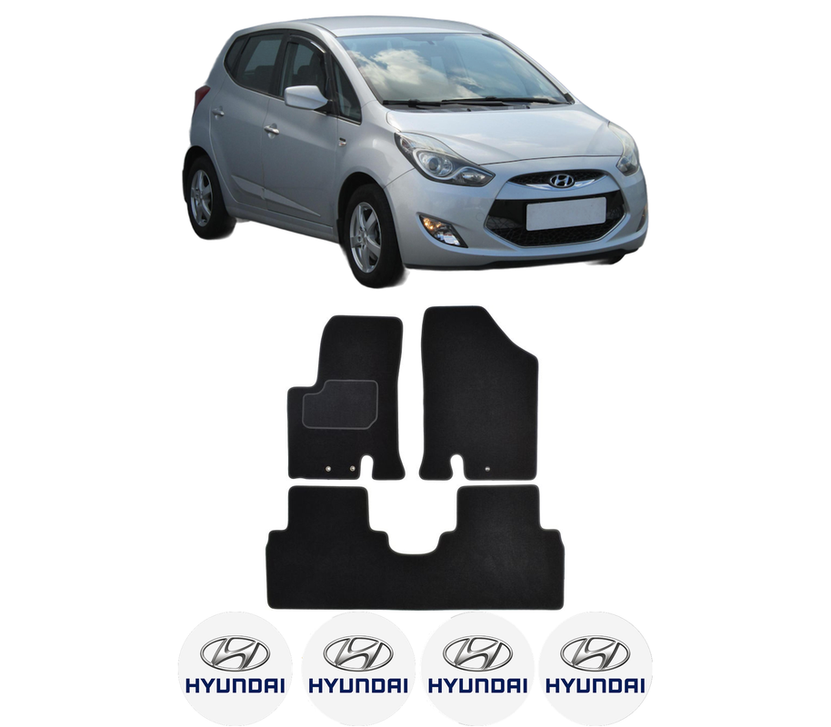 Set Covorase Presuri HYUNDAI ix20 (JC) din 2010-2019, Auto, Material Textil Mocheta, 4 Stickere auto cu HYUNDAI