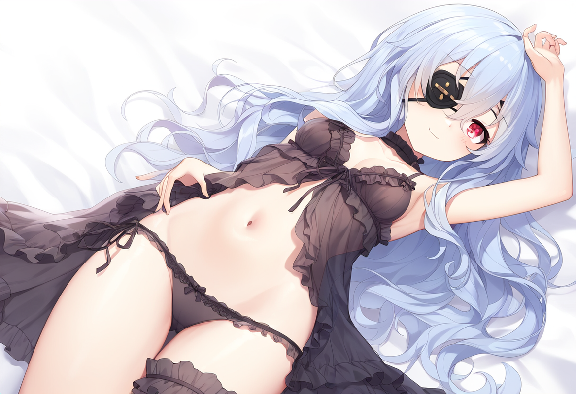 1girl, yoshino (date a live), small breasts, {{black babydoll}}, {{{silver hair} s-2422676126