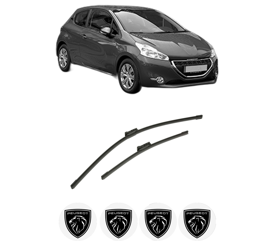 Set stergatoare auto PEUGEOT 208 Hatchback Van (CR_) din 2013-2019, pentru parbriz auto, 2 bucati, Bosch Aerotwin, din cauciuc siliconat rezistent, 4 Stickere Auto PEUGEOT