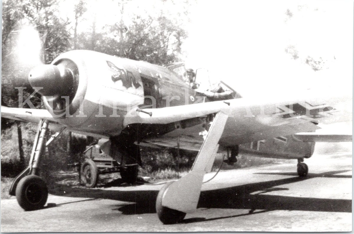 S078 Photo Wehrmacht Archive Repro Luftwaffe Aircraft Fw190 Emblem JG 1 Takeoff