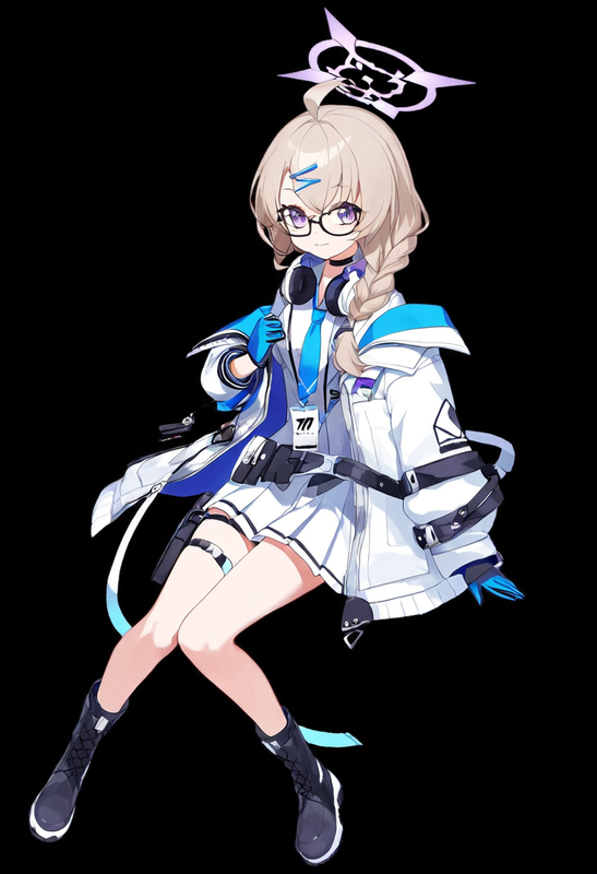 1 girl, kotama (blue archive), light brown hair, purple eyes, single braid, ahog s-93764906