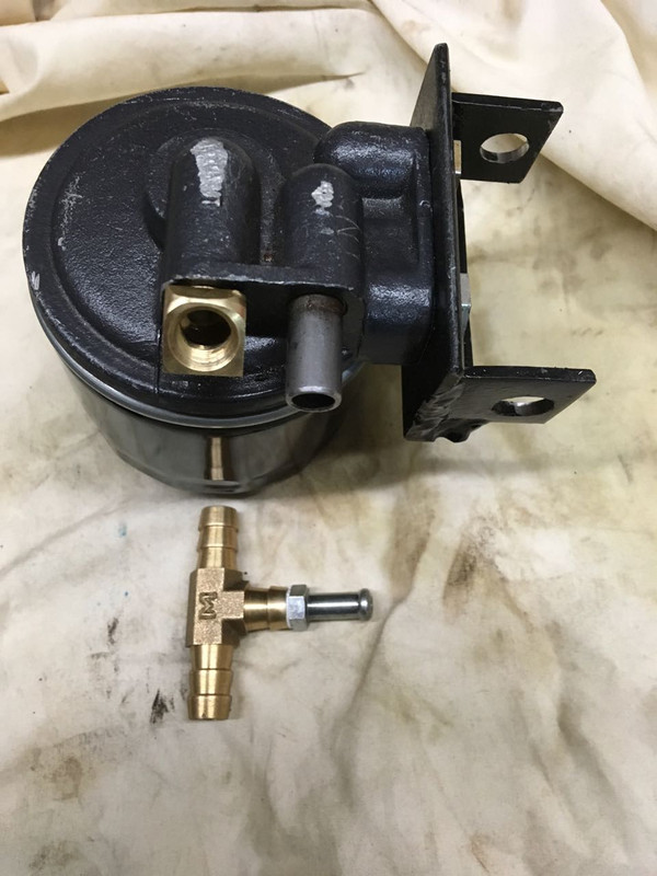 A65 oil filter mount with modified tee
