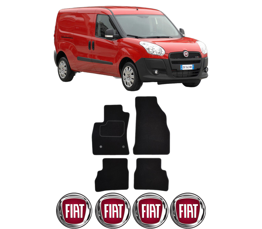 Set Covorase Presuri FIAT DOBLO Cargo (263_) din 2010-2023, Auto, Material Textil Mocheta, 4 Stickere auto cu FIAT