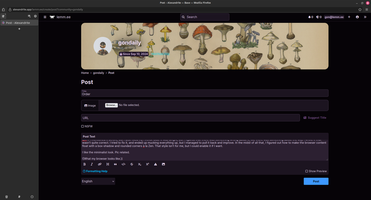 What my browser looks like.