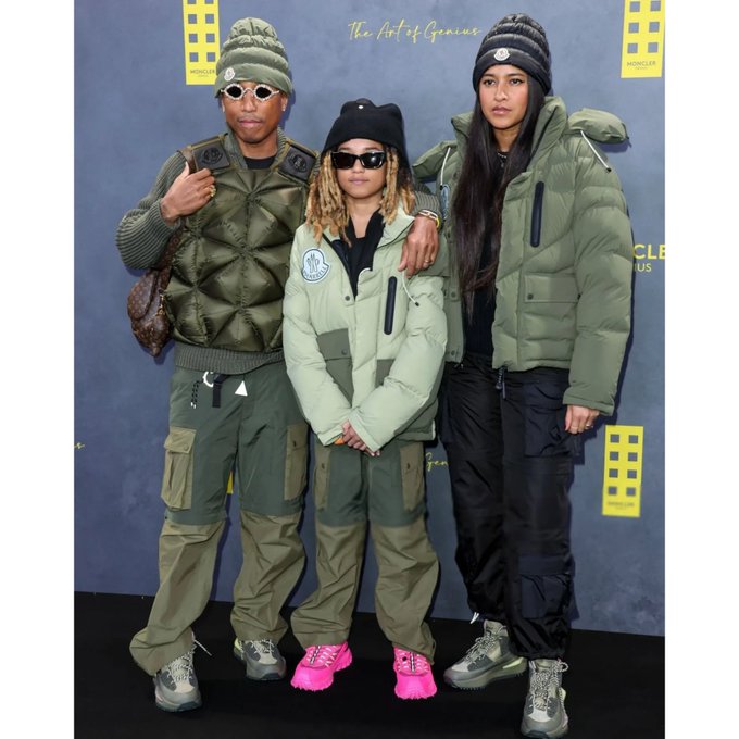 Pharrell & Family At The Moncler Genius Presentation In London, UK