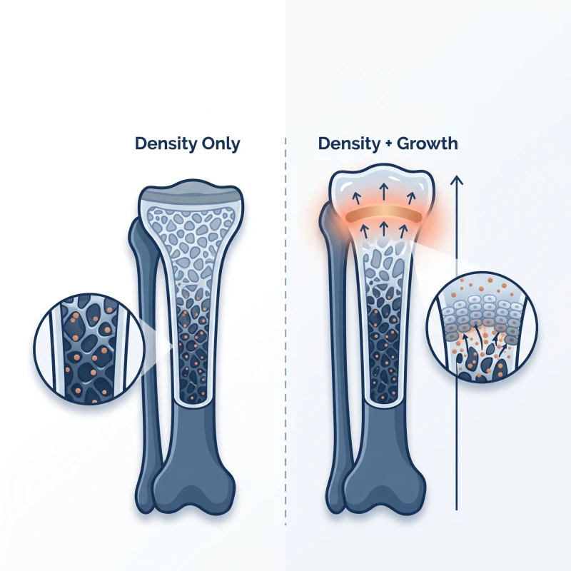 Illustration explaining growth plate activation and bone development