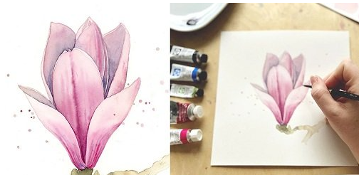 Introduction To Watercolor - Painting Magnolia Flowers Using Simple Techniques