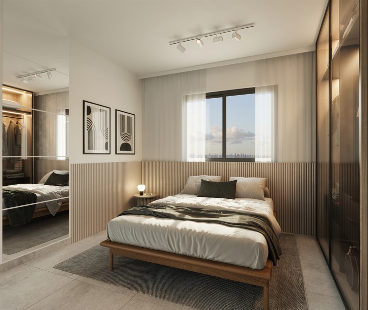 Suíte com iluminação natural