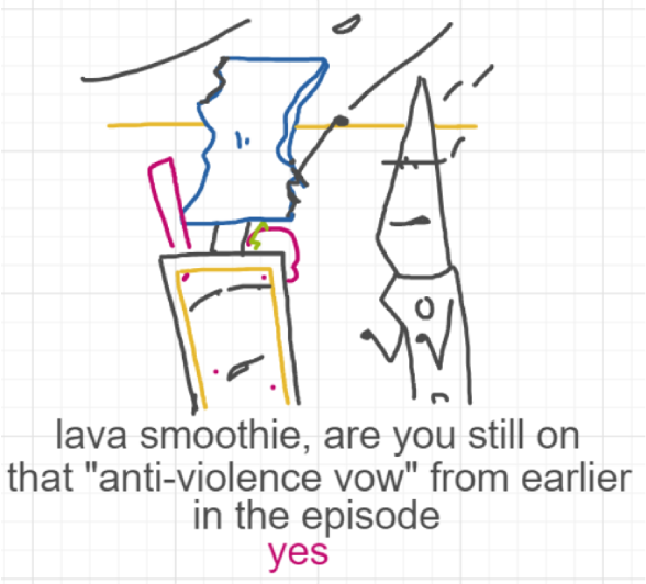 A panel from Chilly, episode two of the Board Boards object show by Furretwalk/WalkingFurret.