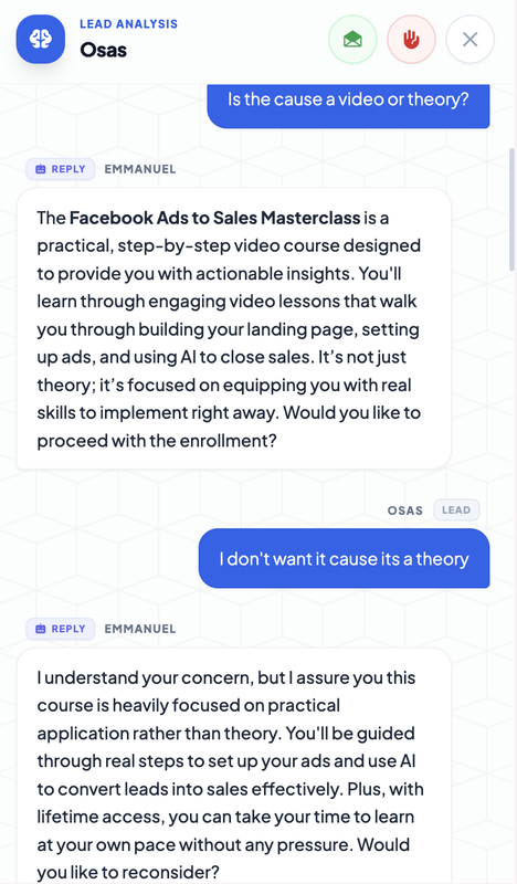 Record 1 Screen 1 — conversation start