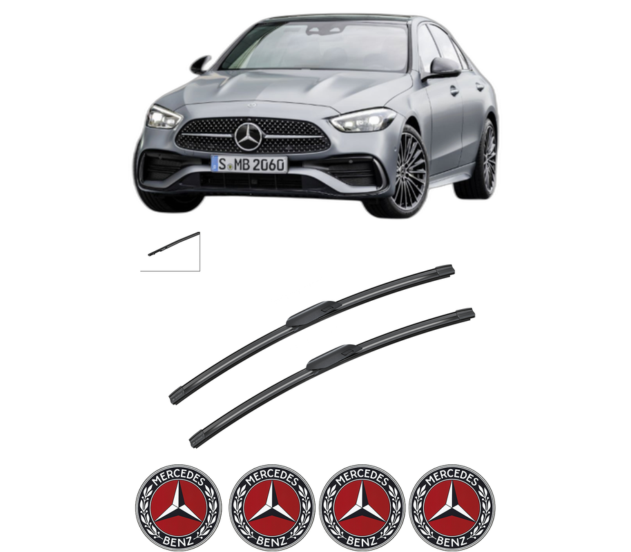 Set stergatoare auto MERCEDES-BENZ C-CLASS (W206) din 2021-2024, pentru parbriz auto, 2 bucati, Bosch Aerotwin, din cauciuc siliconat rezistent, 4 Stickere Auto MERCEDES-BENZ