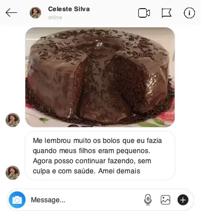 Depoimento 5 - Cliente satisfeita com bolo de milho