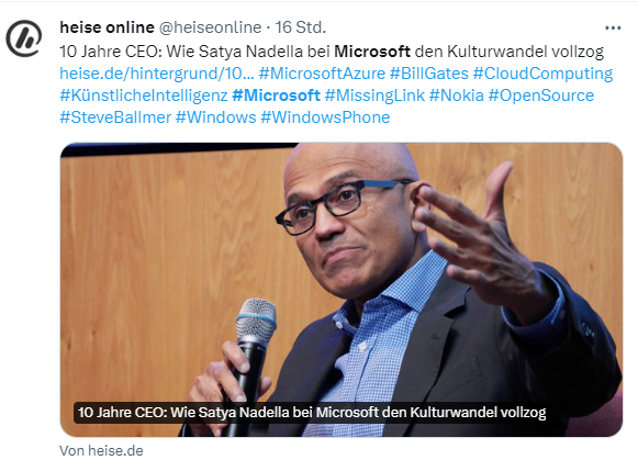 Satya Nadella: 10 Jahre Microsoft-Chef Satya Nadella: 10 Jahre Microsoft-Chef