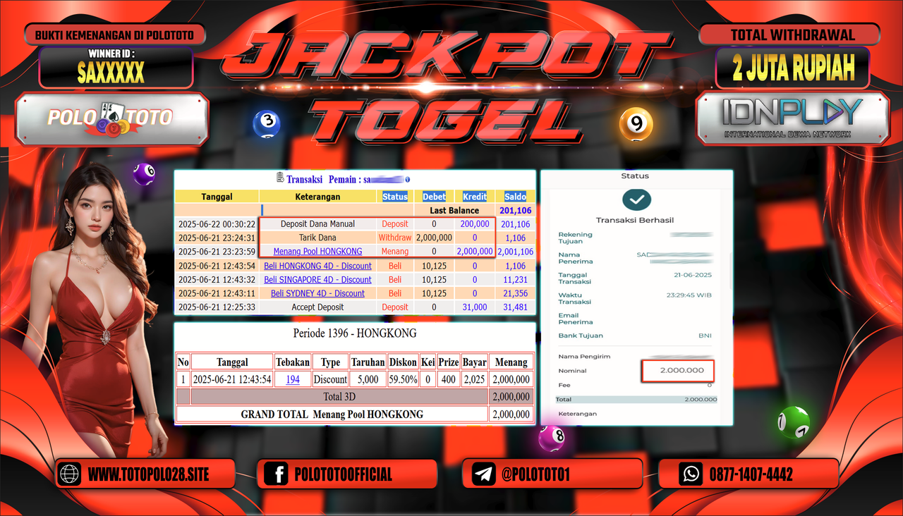 POLOTOTO JACKPOT TOGEL HONGKONG LOTTO Rp.2.000.000,-