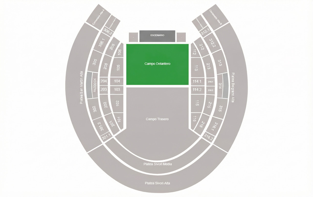 Mapa del estadio con precios