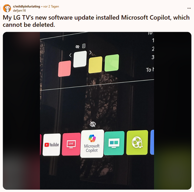 Copilot auf LG TV-Bildschirm