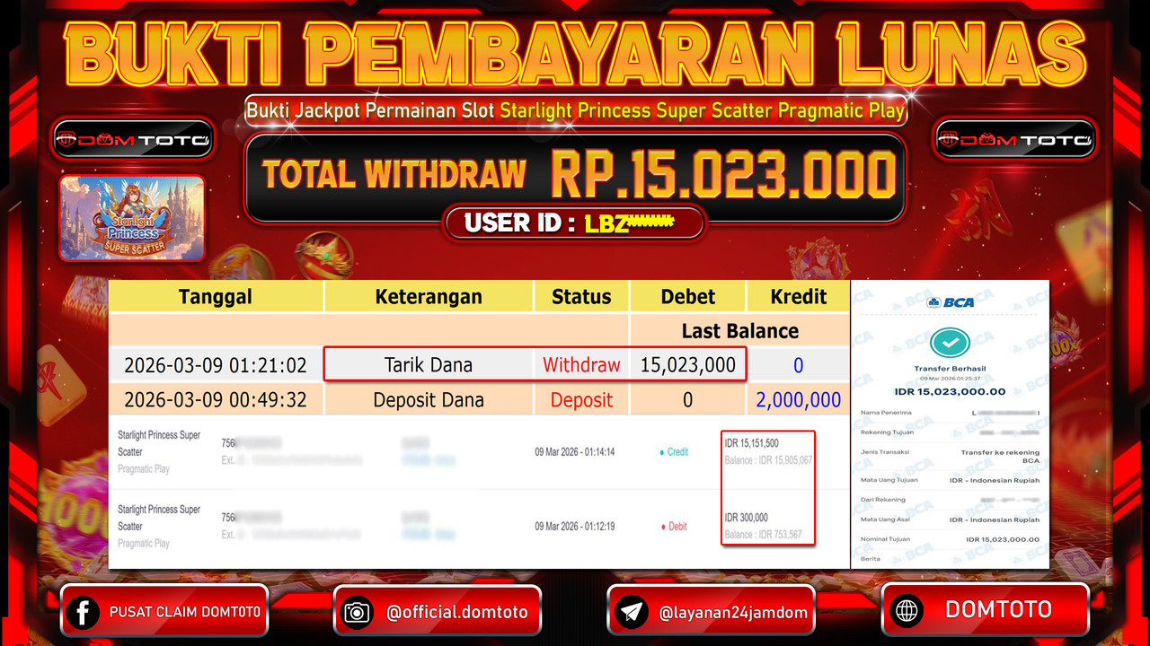 JACKPOT SLOT Starlight Princess Super Scatter Pragmatic Play 09 MARET 2026