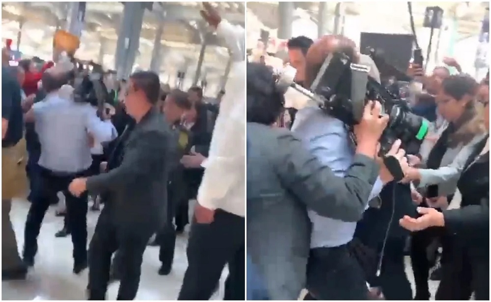 Epigmenio Ibarra sufre aparatosa caída en la inauguración del AIFA