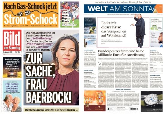 Cover: Bild und Welt am Sonntag No 35 vom 28 August 2022 Cover: Bild und Welt am Sonntag No 35 vom 28 August 2022