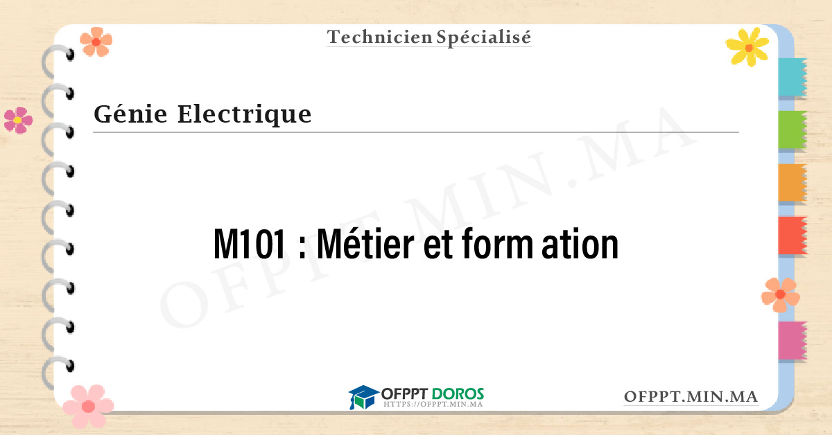 Sommaire détaillé du cours Métier et formation M101 OFPPT - Structure du module