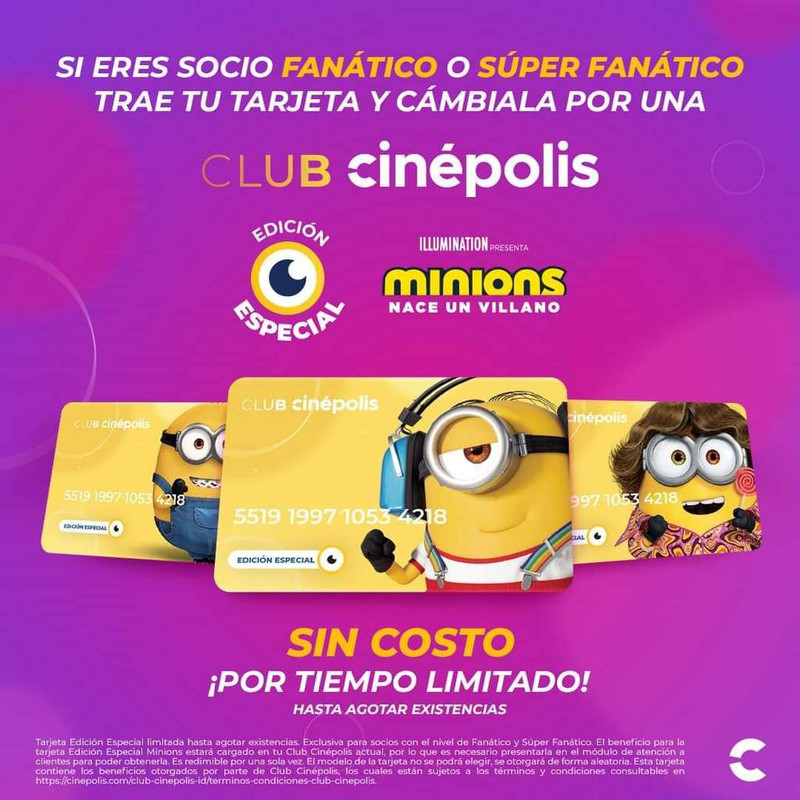 Cambio de tu tarjeta club Cinépolis gratis 