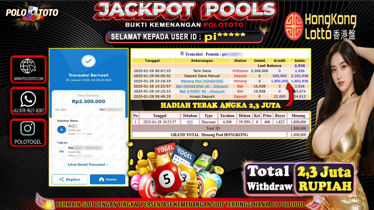 POLOTOTO JACKPOT TOGEL PASARAN HONGKONG Rp.2,300.000,-