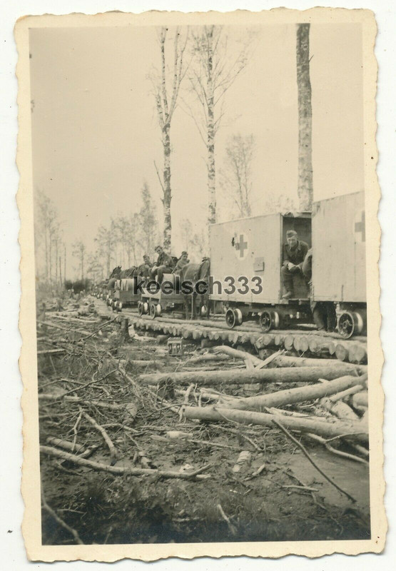 5 Fotos Leningrad Front Knüppeldamm Bahn Krankenwagen Draisine Mga Michalowski1