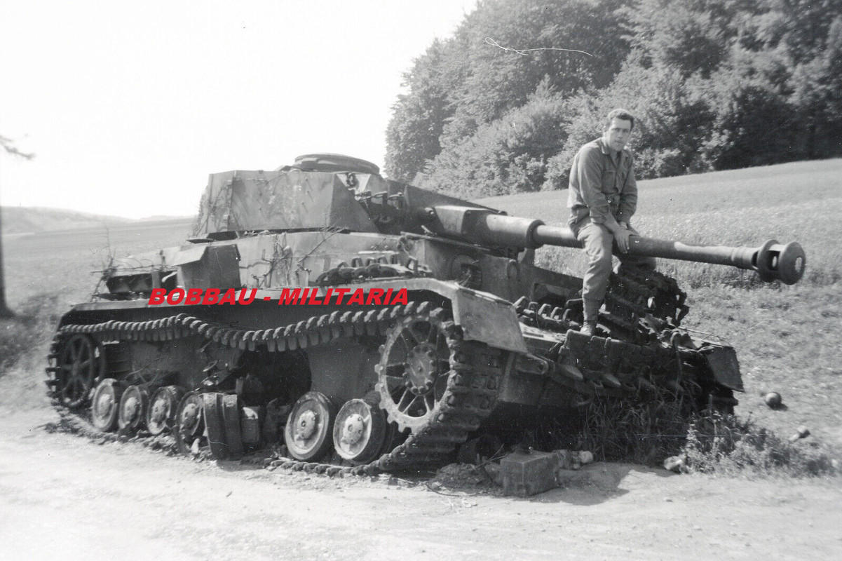 W458 Negativ Endkampf 1945 Panzerkampfwagen IV Turmschürze US Beute Panzer 4 TOP