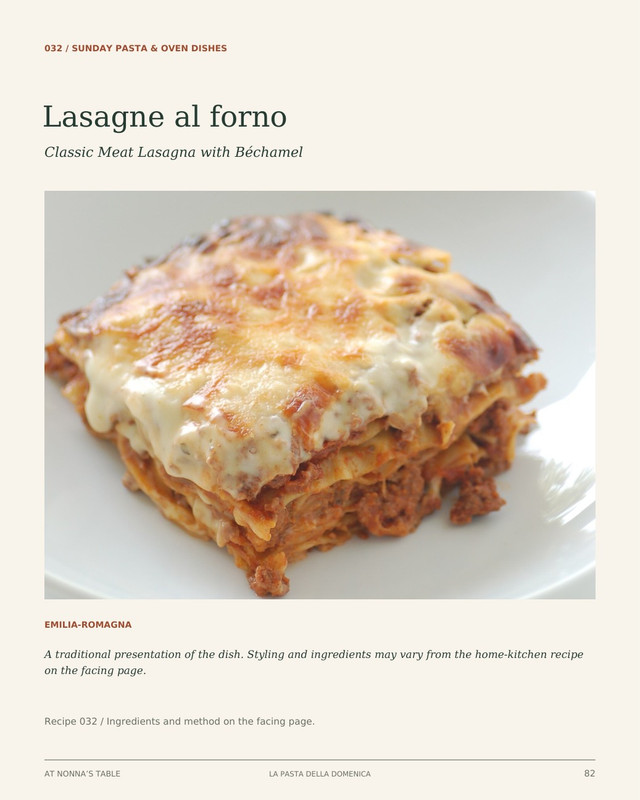 Actual lasagna photograph page from the digital recipe collection