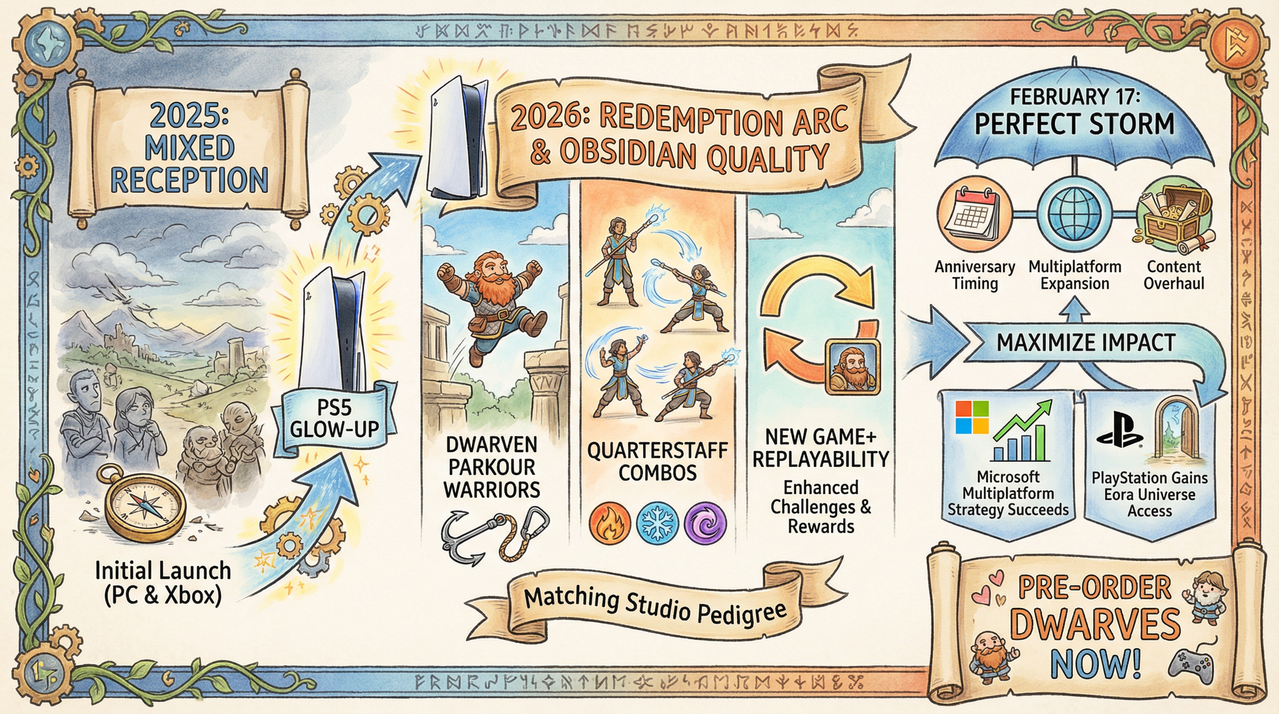 Avowed Hits PS5 February 17: Anniversary Update Unlocks Dwarves, NG+, Photo Mode For All Platforms 1 first-person fantasy RPG character creator with new dwarf and orlan race options